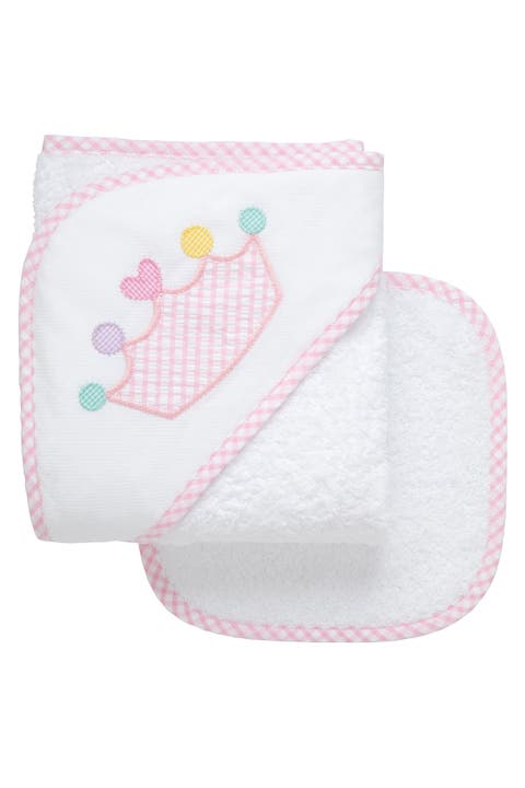 Pretty in Pink Applique Hooded Towel & Washcloth Set (Baby & Toddler)