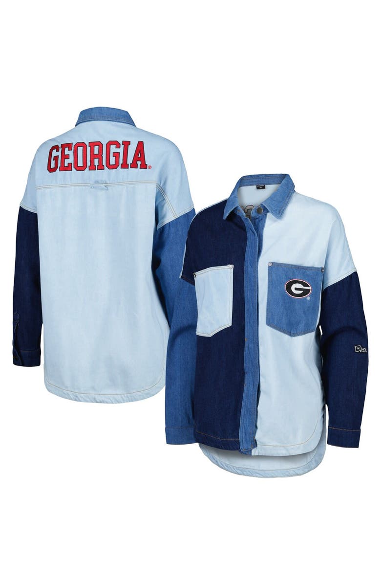 Hype and Vice Women's Hype and Vice Denim Georgia Bulldogs Multi-Hit Hometown Full-Snap Jacket, Main, color, Denim