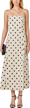 Endless Rose Polka Dot Strapless Linen & Cotton Dress