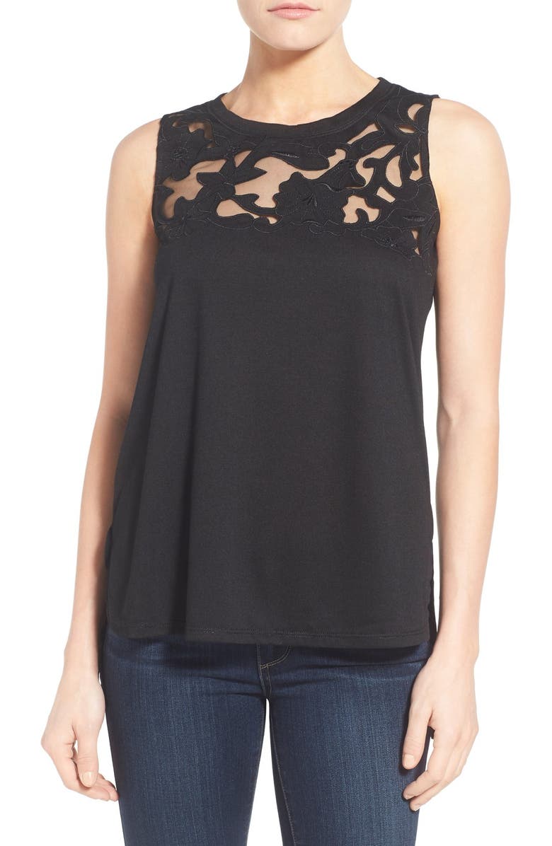 GIBSONLOOK Gibson Cutout Yoke Detail Sleeveless Knit Top, Main, color, 