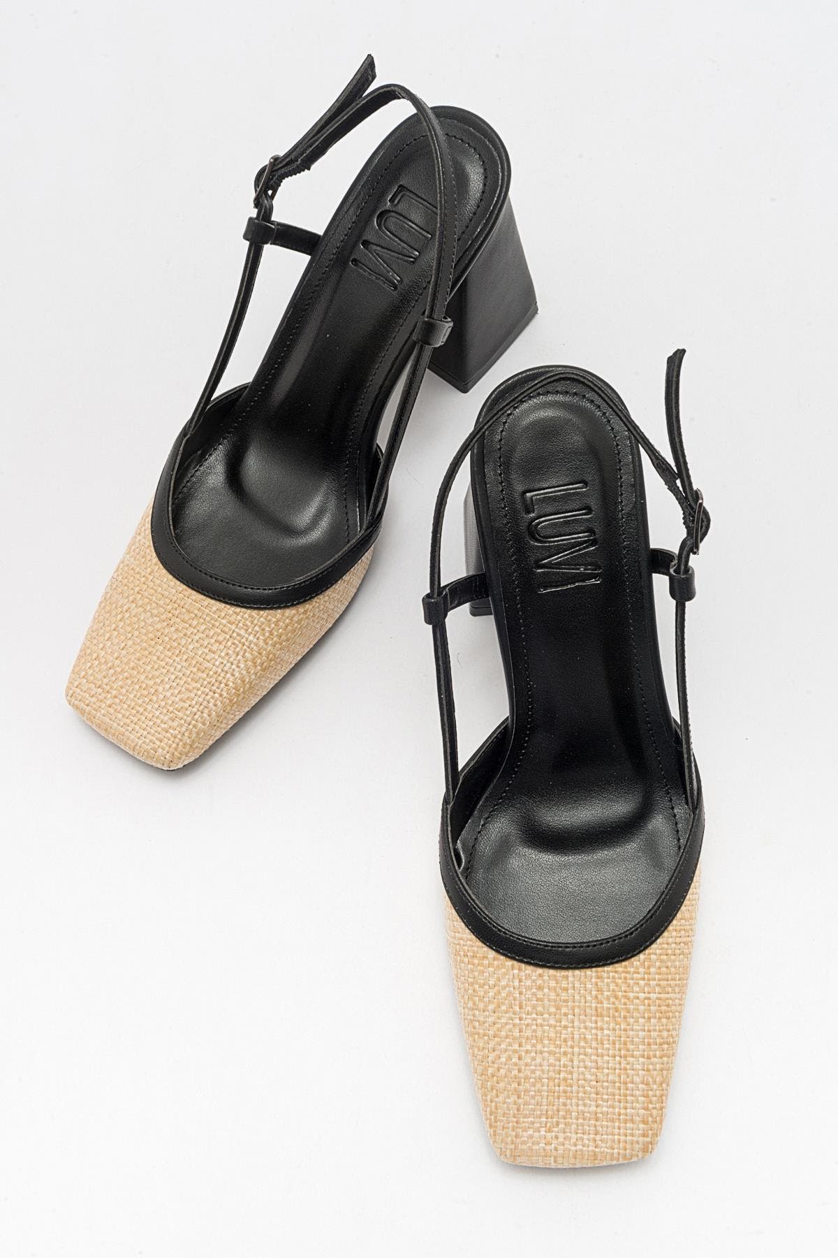 Rivie Raffia Square Toe Block Heel Pump, Alternate, color, Black