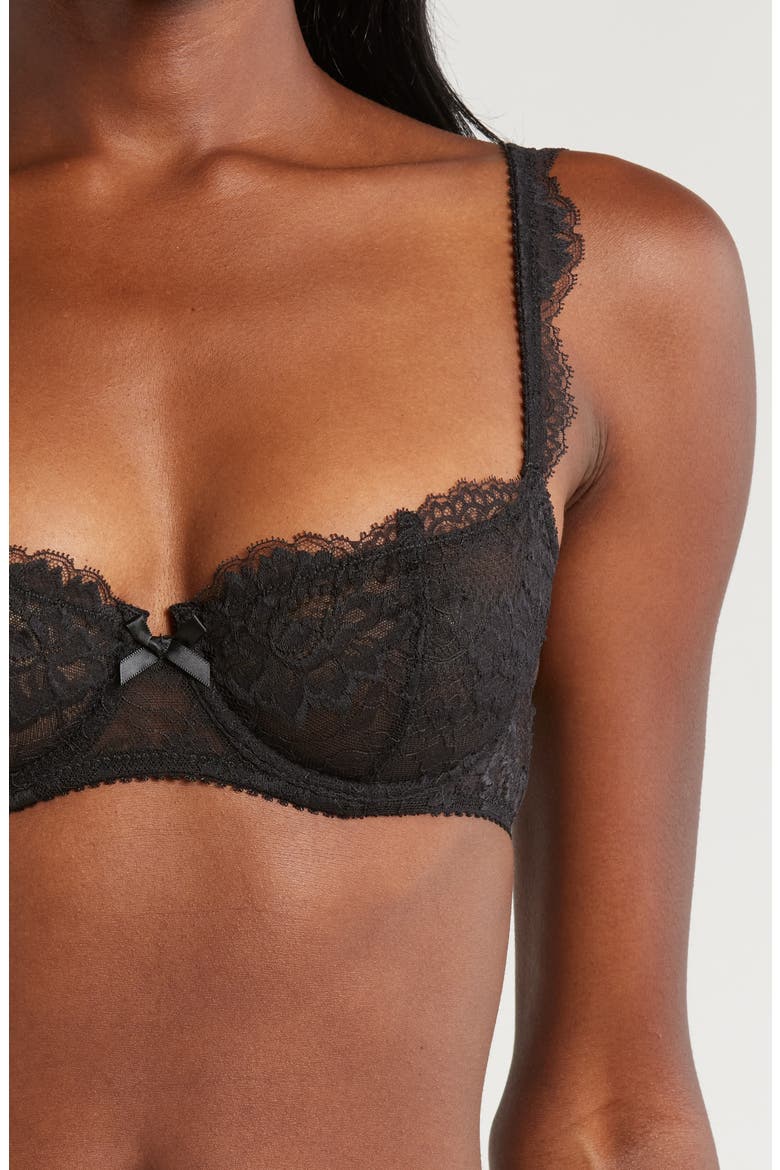 Isabel Lace Underwire Balconette Bra, Alternate, color, NOIR