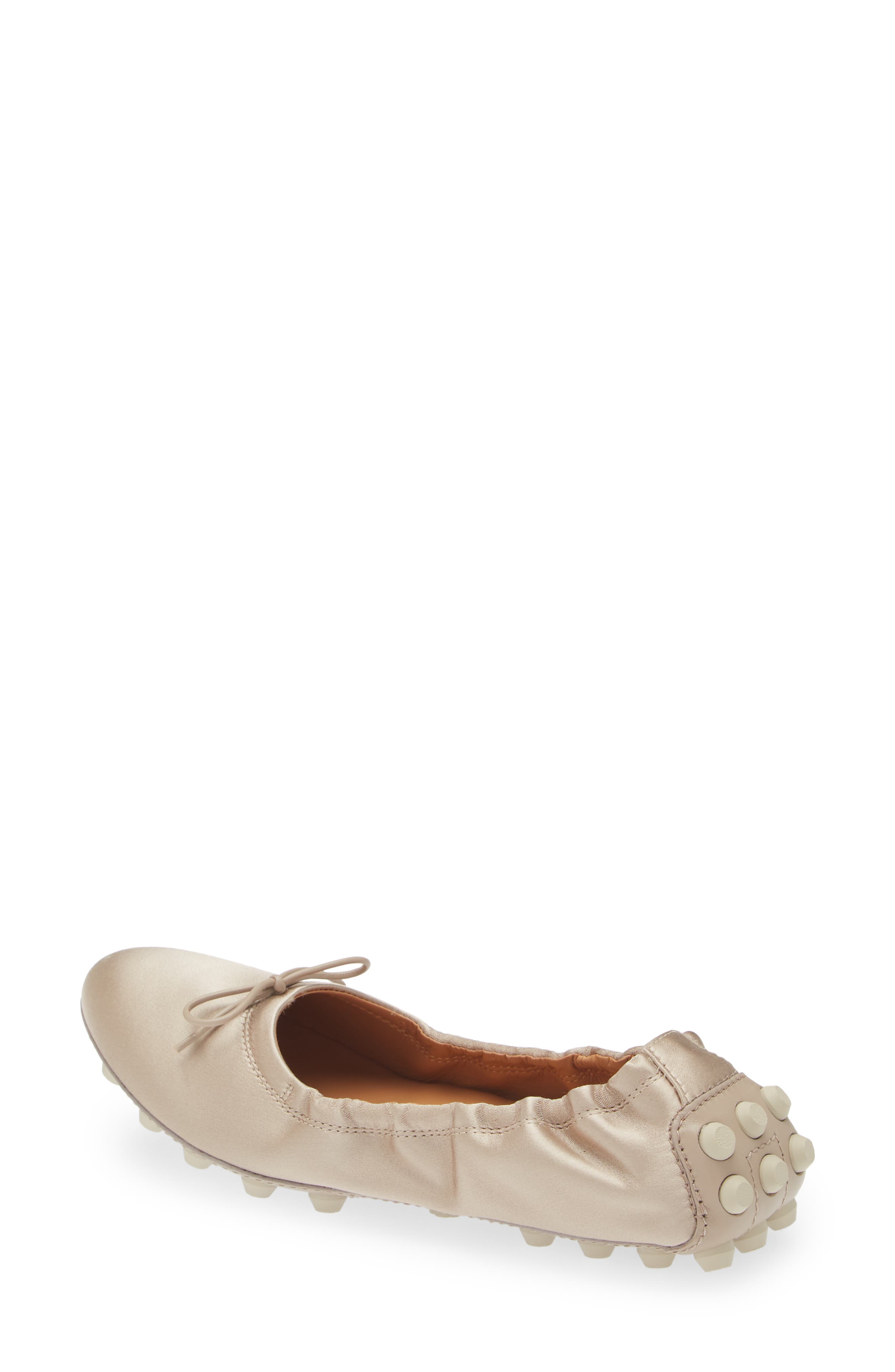 Tod's Gommini Bow Satin Ballet Flat, Alternate, color, 