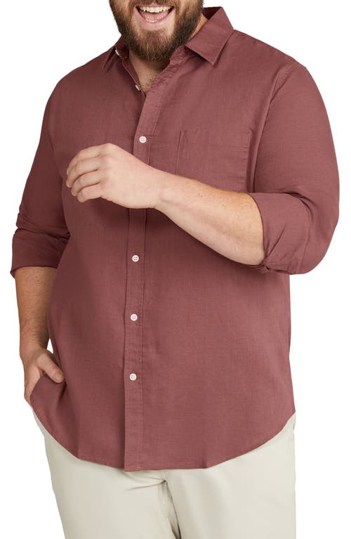 Johnny Bigg Anders Linen & Cotton Button-Up Shirt in Plum 