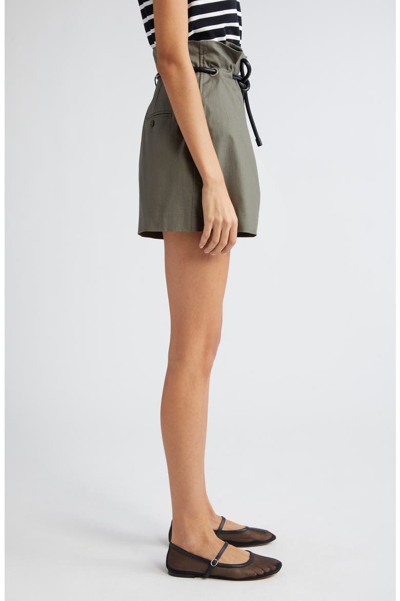 Origami Belted Stretch Cotton Shorts, Alternate, color, ARMY