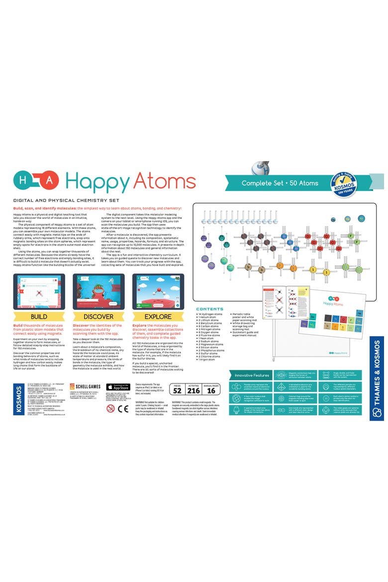 Happy Atoms 50-Piece Science Kit Complete Set, Alternate, color, NONE