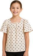 Hayden Girls Kids' Polka Dot Flutter Sleeve Cotton Top