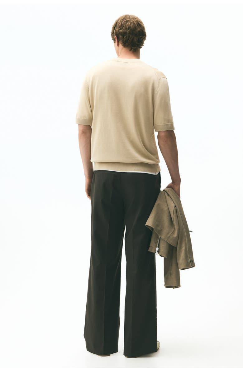 H&M Regular Fit Fine-knit V-neck T-shirt, Alternate, color, Beige