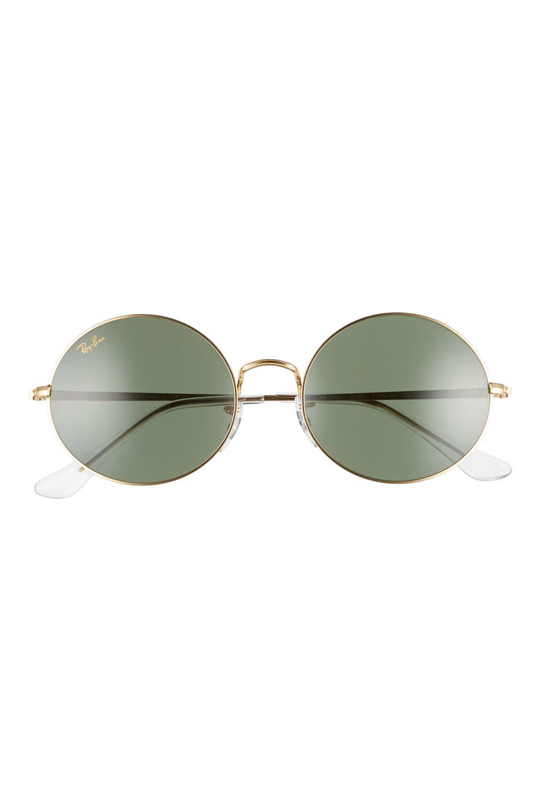 54mm Round Sunglasses, Main, color, GOLD/ GREEN SOLID