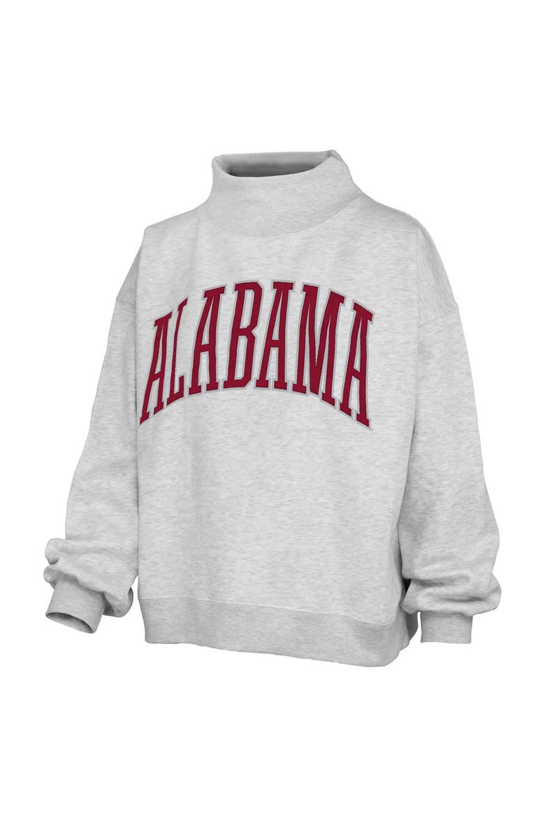 Women's Pressbox Heather Gray Alabama Crimson Tide Oversized Nelson Mock Neck Sweatshirt, Alternate, color, Heather Gray