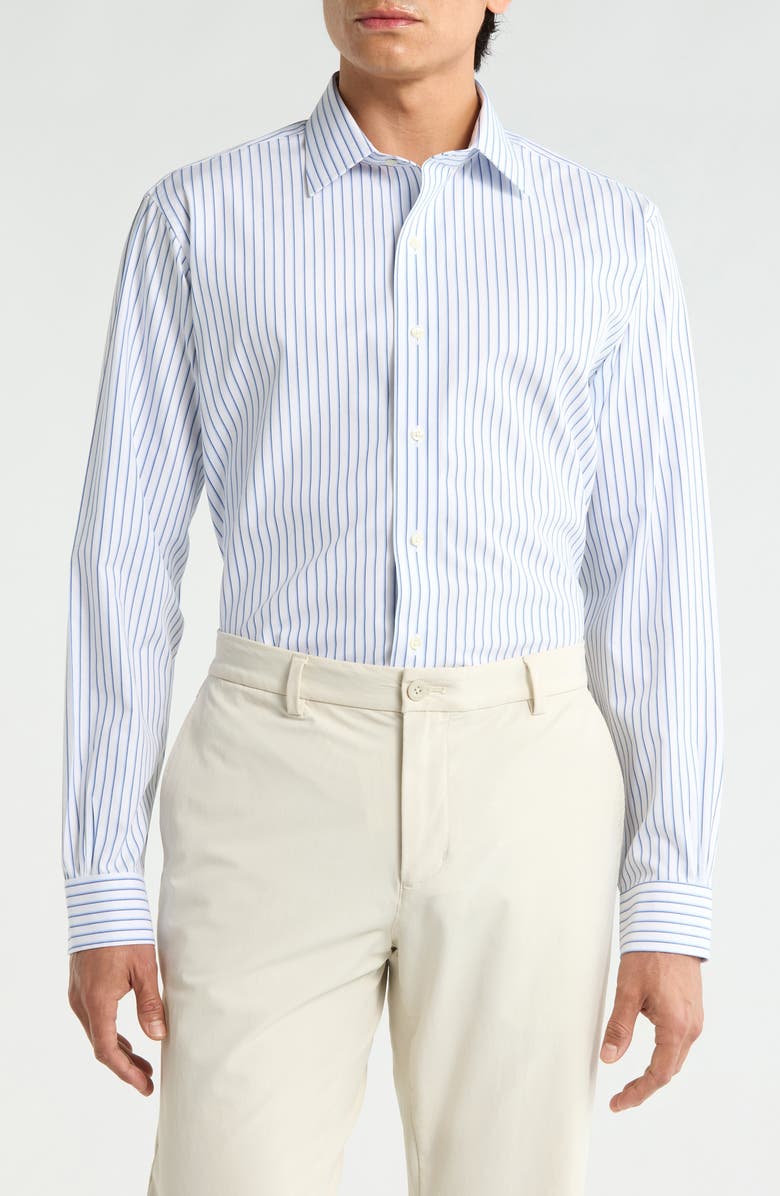Brooks Brothers Regular Fit Non-Iron Stripe Button-Down Shirt, Main, color, White Shadow Stripe