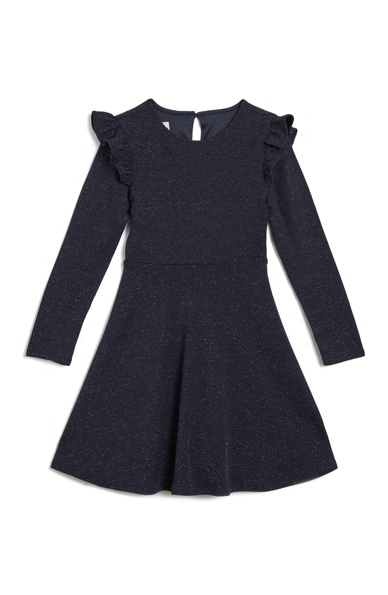 Pippa & Julie Kids' Anna Long Sleeve Sparkle Knit Skater Dress