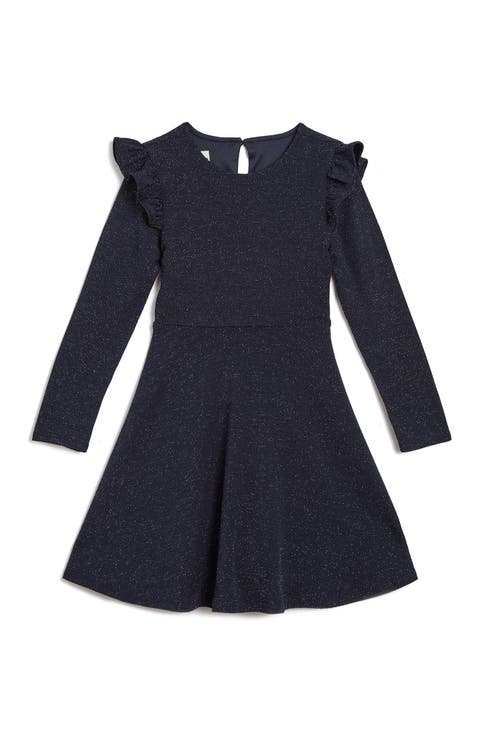 Kids' Anna Long Sleeve Sparkle Knit Skater Dress (Toddler & Little Kid)