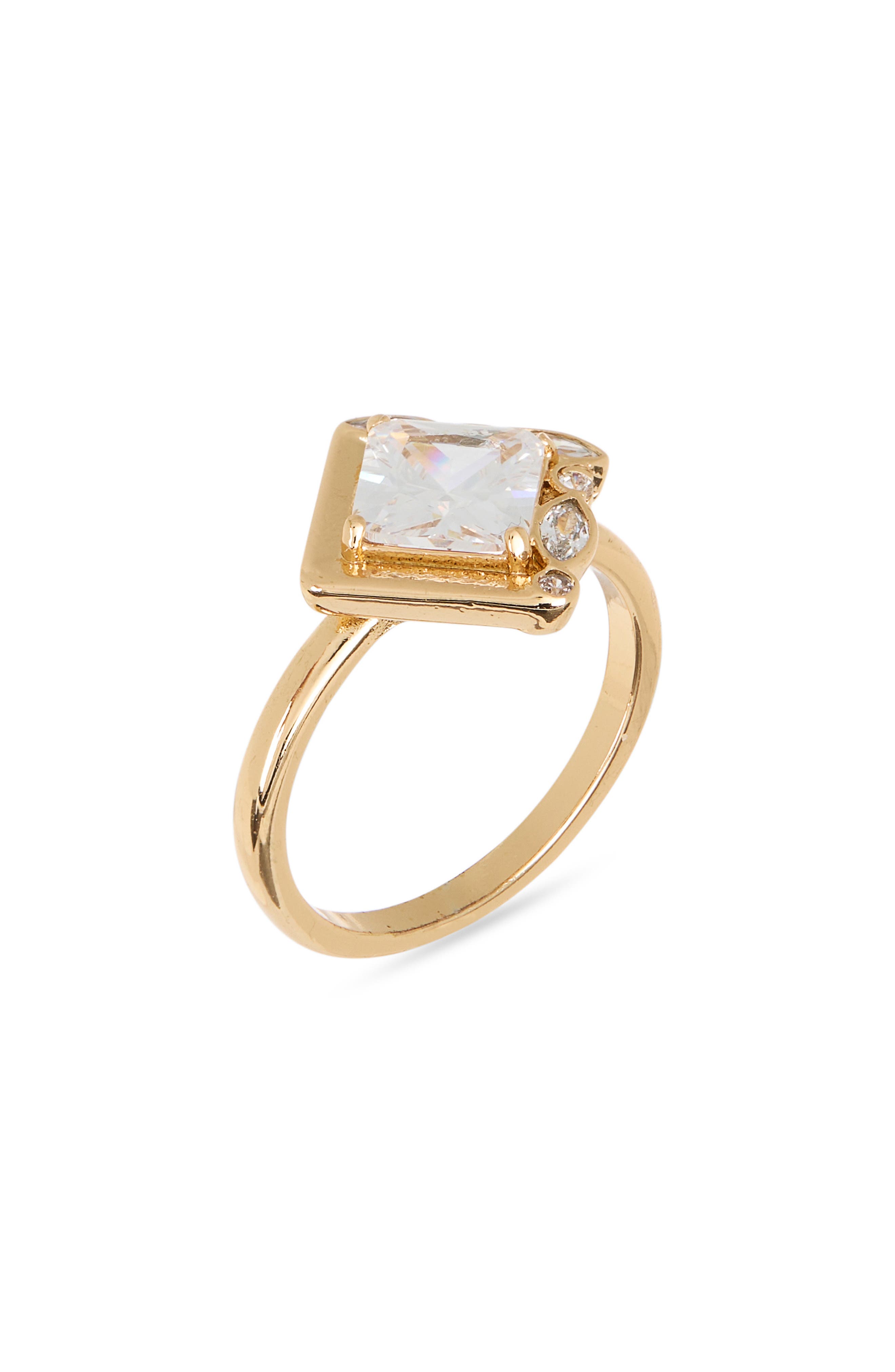 Cubic Zirconia Geometric Ring