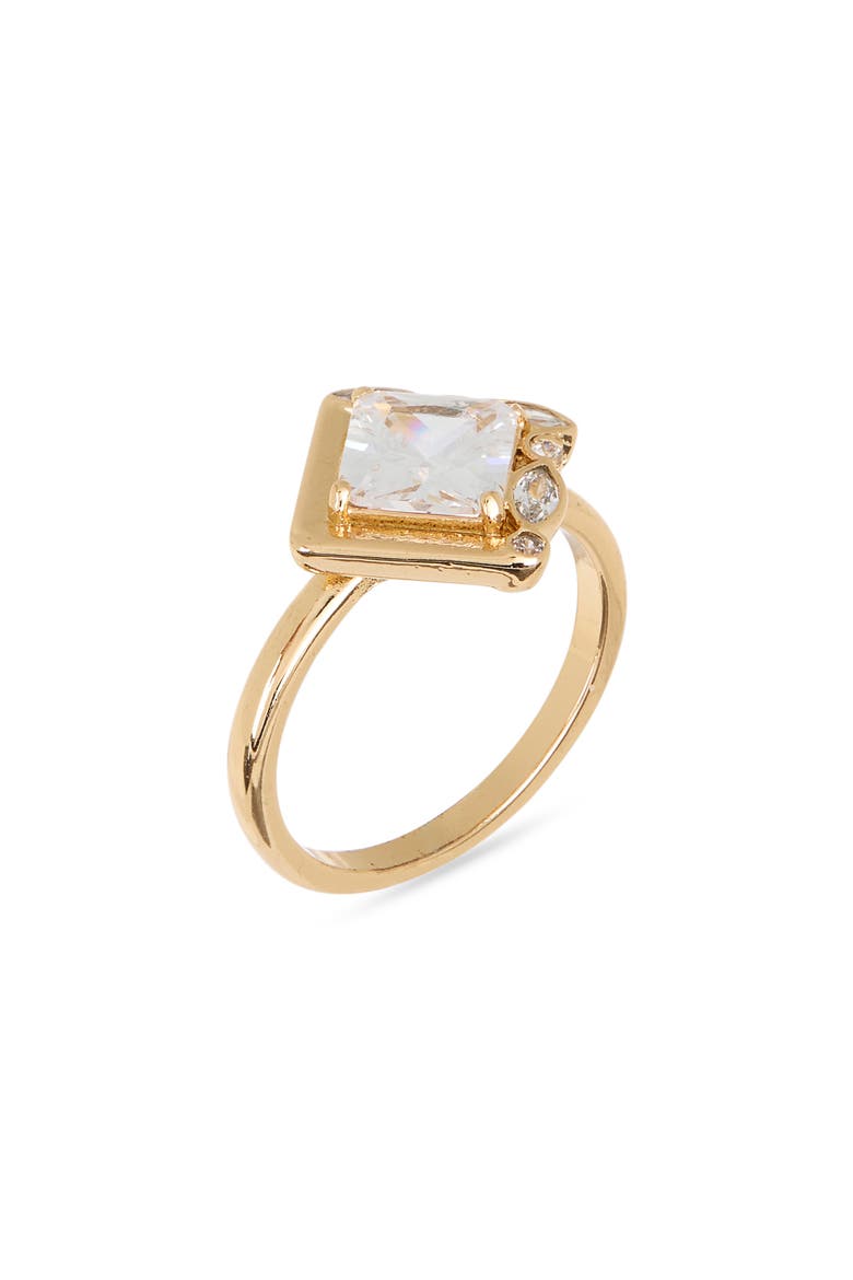 Cubic Zirconia Geometric Ring, Main, color, CLEAR- GOLD
