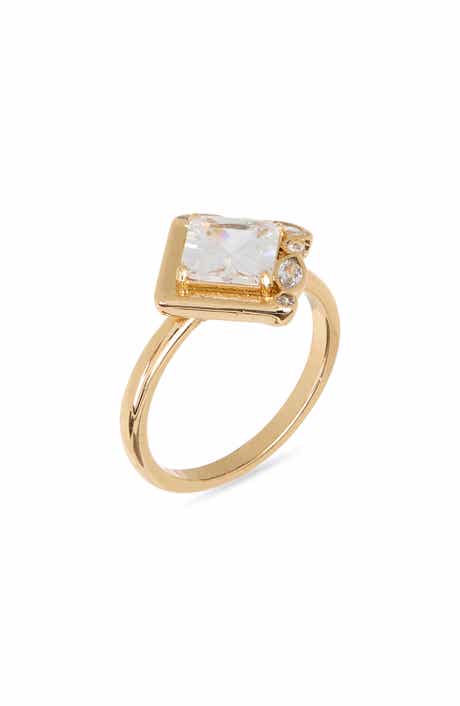 Cubic Zirconia Geometric Ring