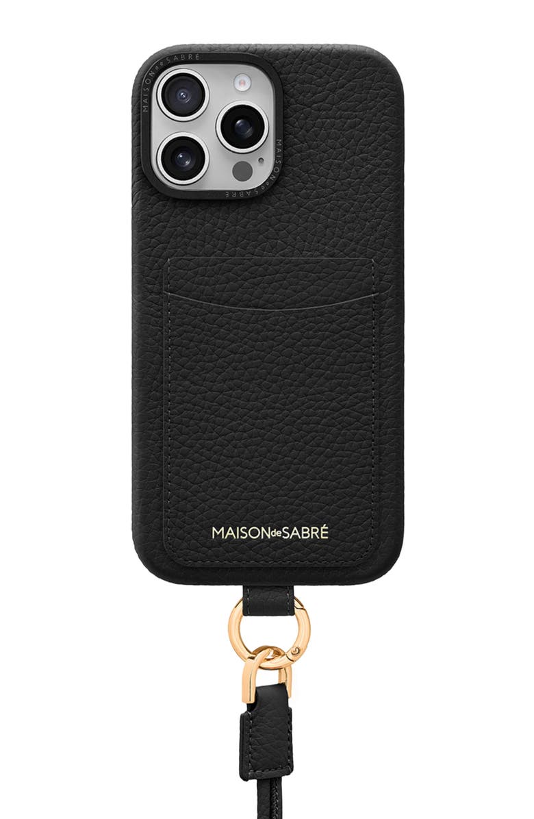 MAISON de SABRÉ Sling Phone Case, Main, color, Black Caviar