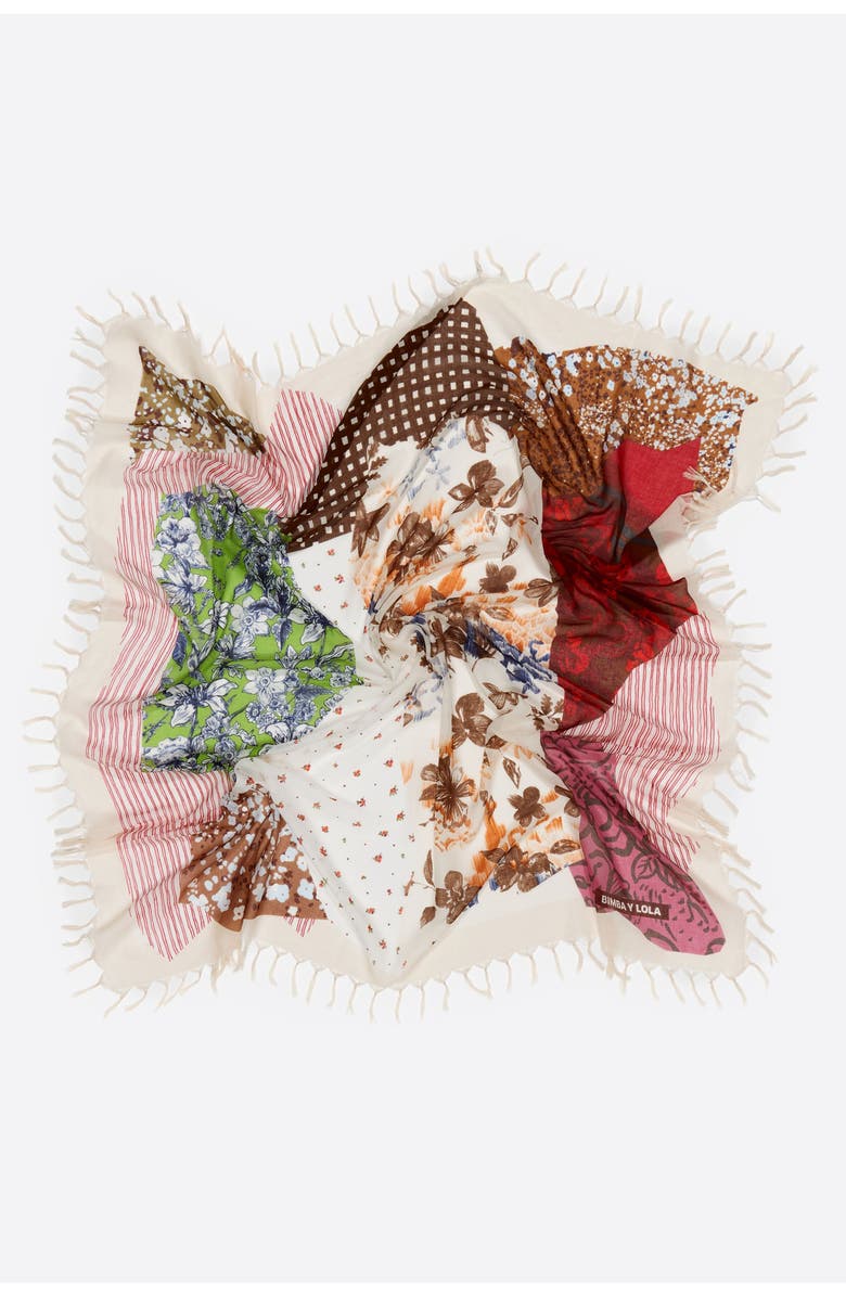 Bimba y Lola Collage Prints Shawl, Alternate, color, Brown