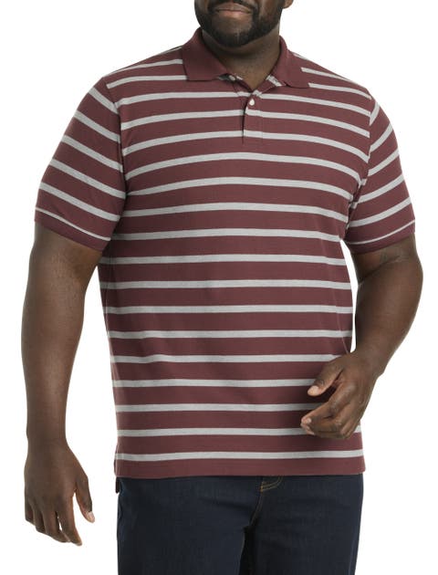 Big & Tall Heather Medium Stripe Polo Shirt