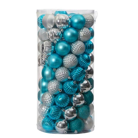 Holiday Shatterproof, Blue, 101 Count Christmas Tree Ornament Set, 60mm