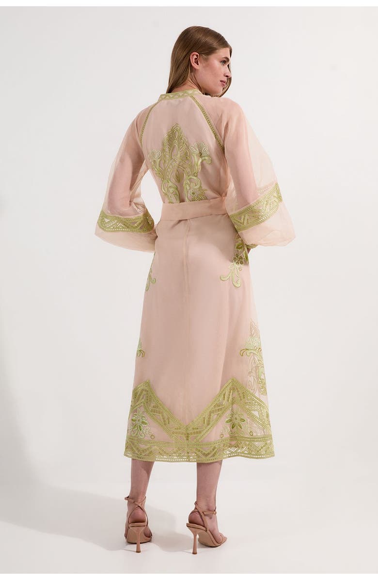 Karen Millen Embroidered Balloon Sleeve Maxi Dress, Alternate, color, Lime