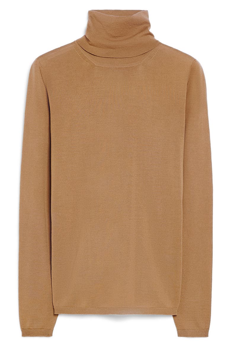 Saluto Virgin Wool Turtleneck Sweater, Alternate, color, CAMEL
