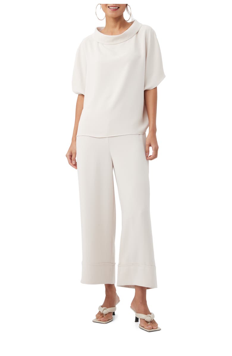 Trina Turk Honeysuckle Short Sleeve Drapey Top, Alternate, color, Ecru