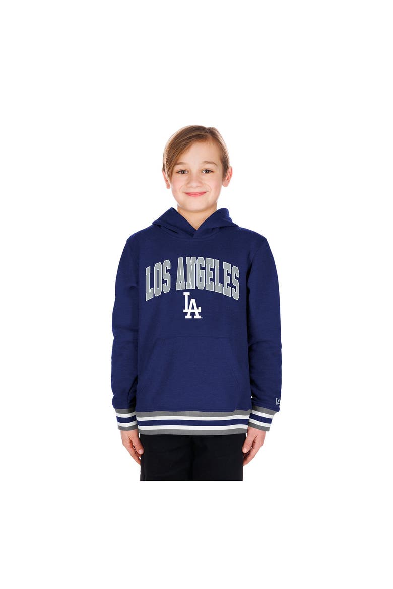 Youth New Era Royal Los Angeles Dodgers Knit Trim Pullover Hoodie, Main, color, Royal