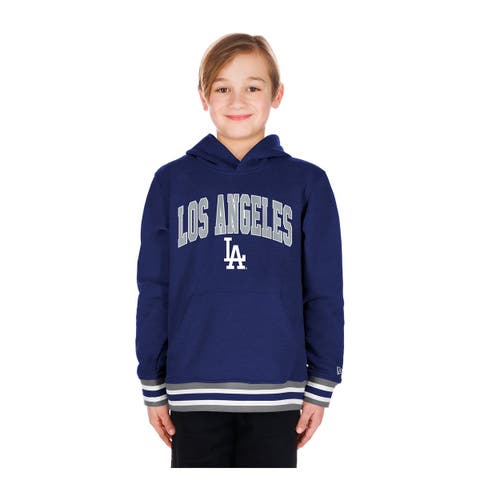 Youth New Era Royal Los Angeles Dodgers Knit Trim Pullover Hoodie