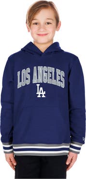 New Era Youth New Era Royal Los Angeles Dodgers Knit Trim Pullover Hoodie