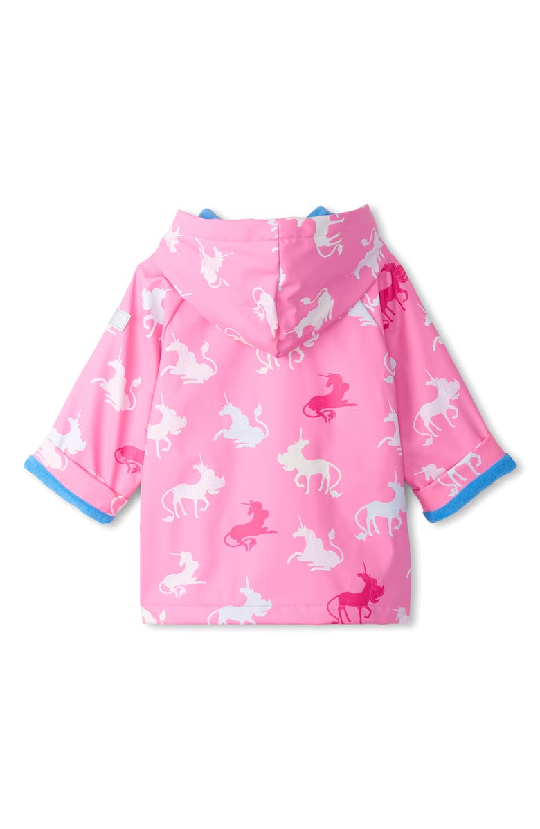 Hatley Mystical Unicorn Color Changing Waterproof Hooded Raincoat, Alternate, color, 