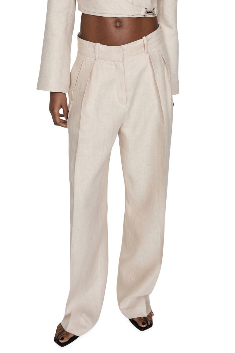 Straight Leg Linen Pants, Main, color, LIGHT/ PASTEL GREY