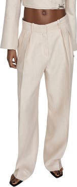 MANGO Straight Leg Linen Pants