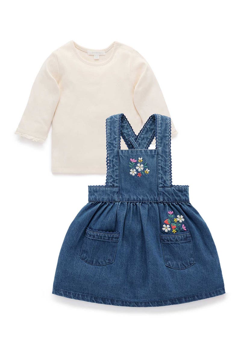 Embroidered Pinnie Set, Main, color, Mid Denim
