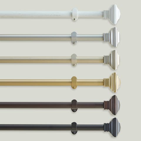 Florence Single Curtain Rod With Stacked Square Finial
