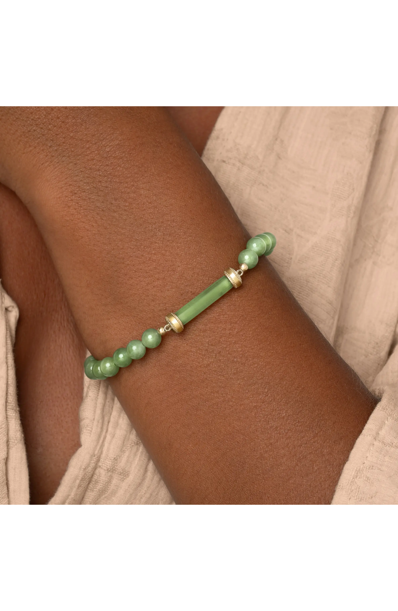 Karma and Luck Jade Serenity Beaded Gold Plated Bracelet Eternal Dawn, Alternate, color, Pastel Green