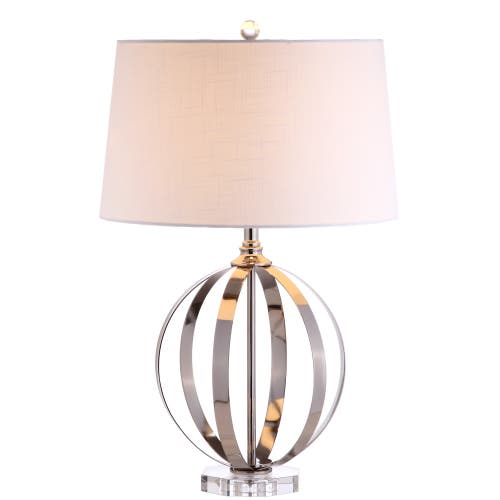 Jonathan Y Logan 26" Metal Orb Led Table Lamp In Polished Nickel/clear