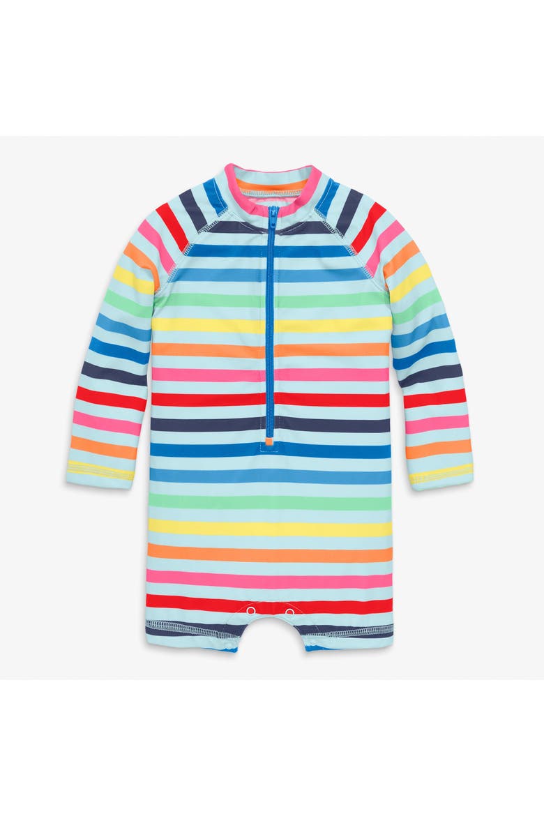 Baby One-Piece Rash Guard In Rainbow Sky Stripe, Alternate, color, Mist Spring Stripe