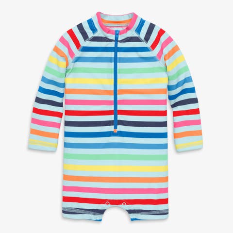 Baby One-Piece Rash Guard In Rainbow Sky Stripe