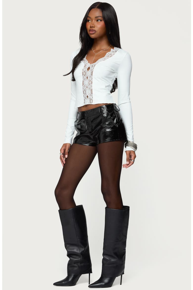 Arellia Cutout Sheer Lacey Top, Alternate, color, WHITE