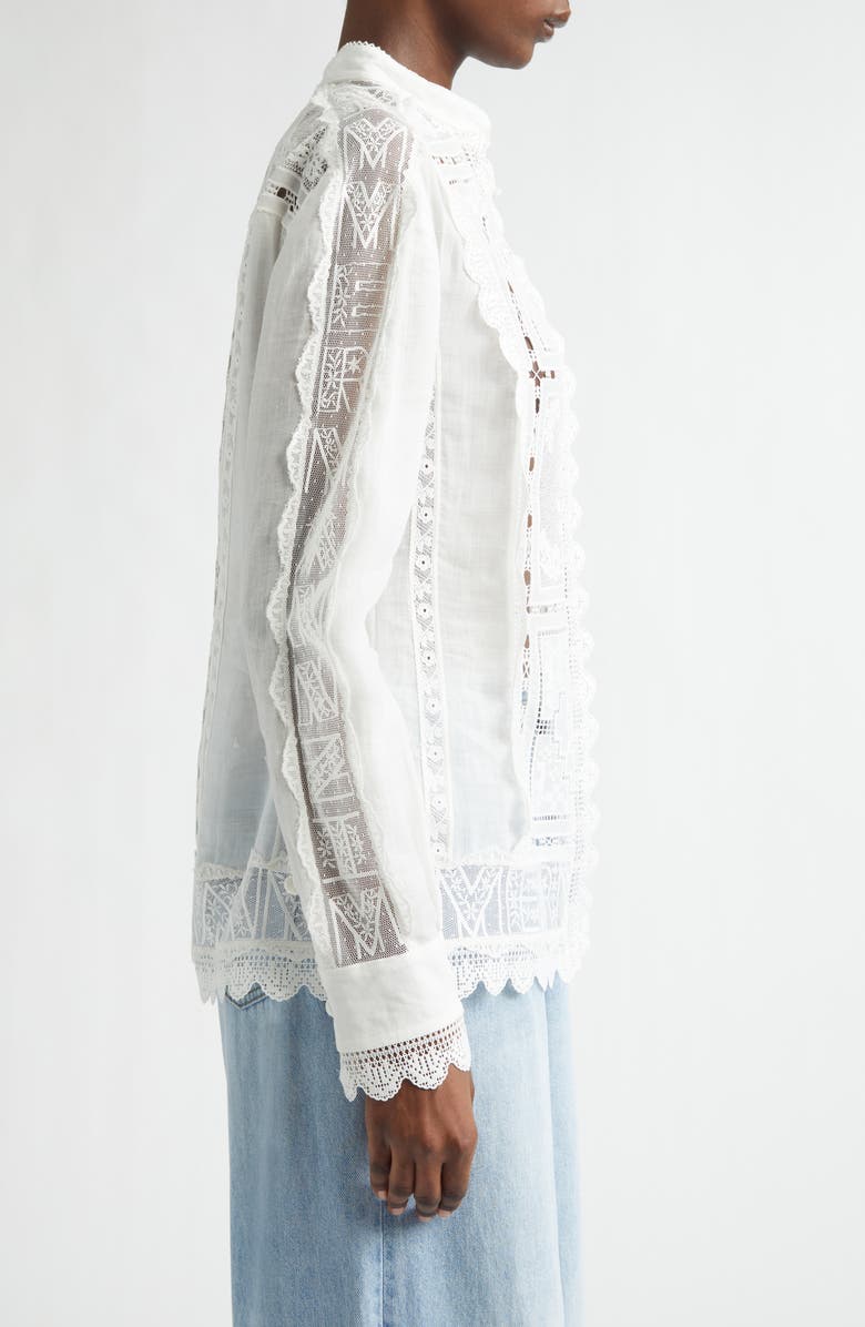 Zimmermann Aster Embroidered Lace & Eyelet Shirt, Alternate, color, Ivory