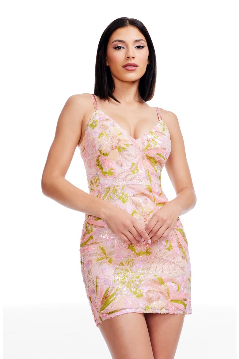 Anya Sequin Embellished Body-Con Minidress, Alternate, color, SOFT PINK MULTI