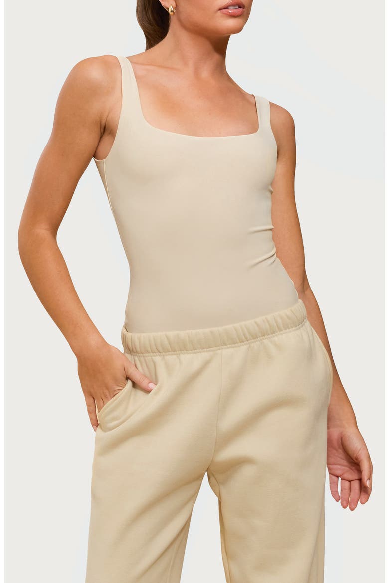 Liona Square Neck Bodysuit, Main, color, BEIGE