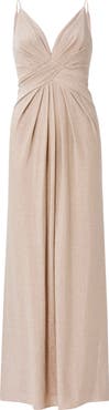 Adrianna Papell Sleeveless Metallic Jersey Gown