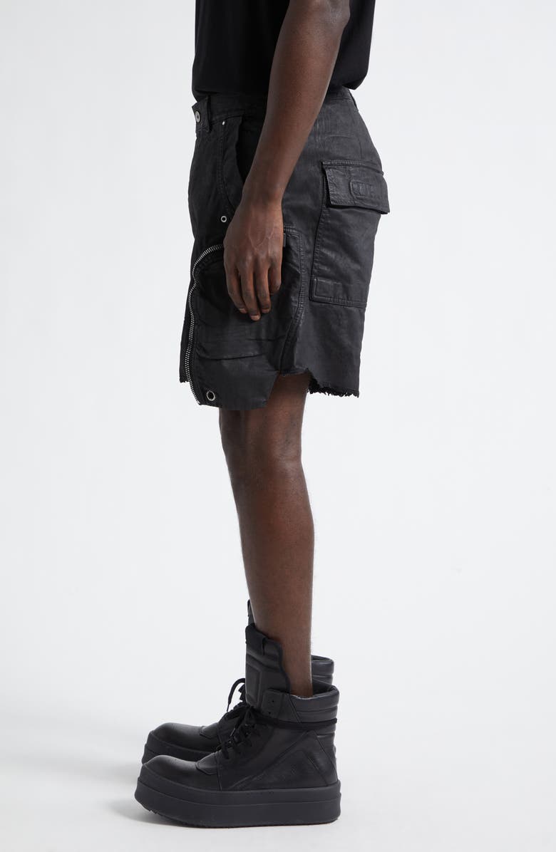 Rick Owens DRKSHDW Bauhaus Frayed Denim Shorts, Alternate, color, Black