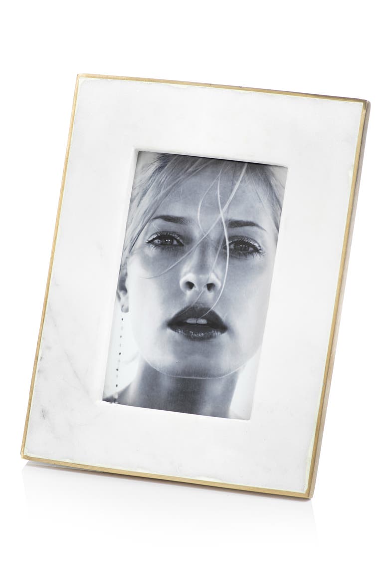Mannara Marble Photo Frame, Main, color, WHITE/ GOLD