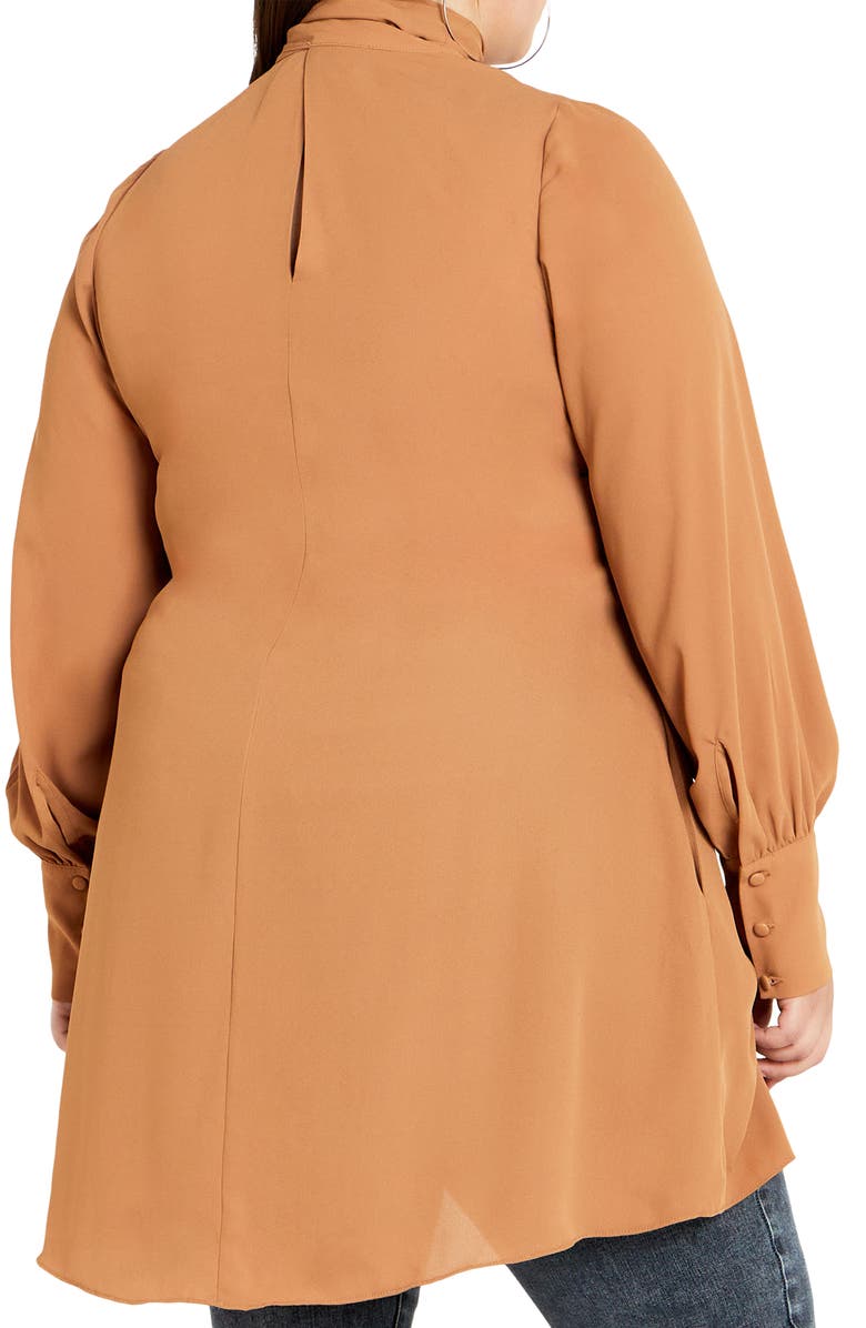 City Chic Bow Tunic Top, Alternate, color, Toffee