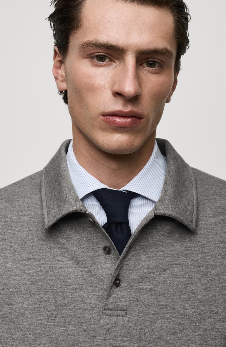 MANGO Polo Sweatshirt, Alternate, color, Charcoal