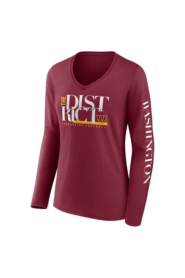 Women's Fanatics Branded Burgundy Washington Commanders Hometown Sweep Long Sleeve V-Neck T-Shirt, Alternate, color, Burgundy