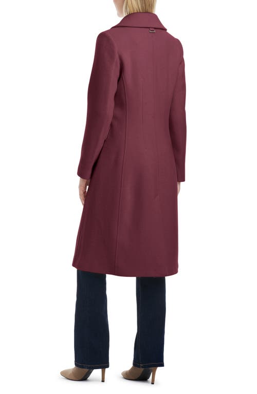 Vince Camuto Double Breasted Wool Blend Coat With Removable Faux Fur Collar In Burgundy